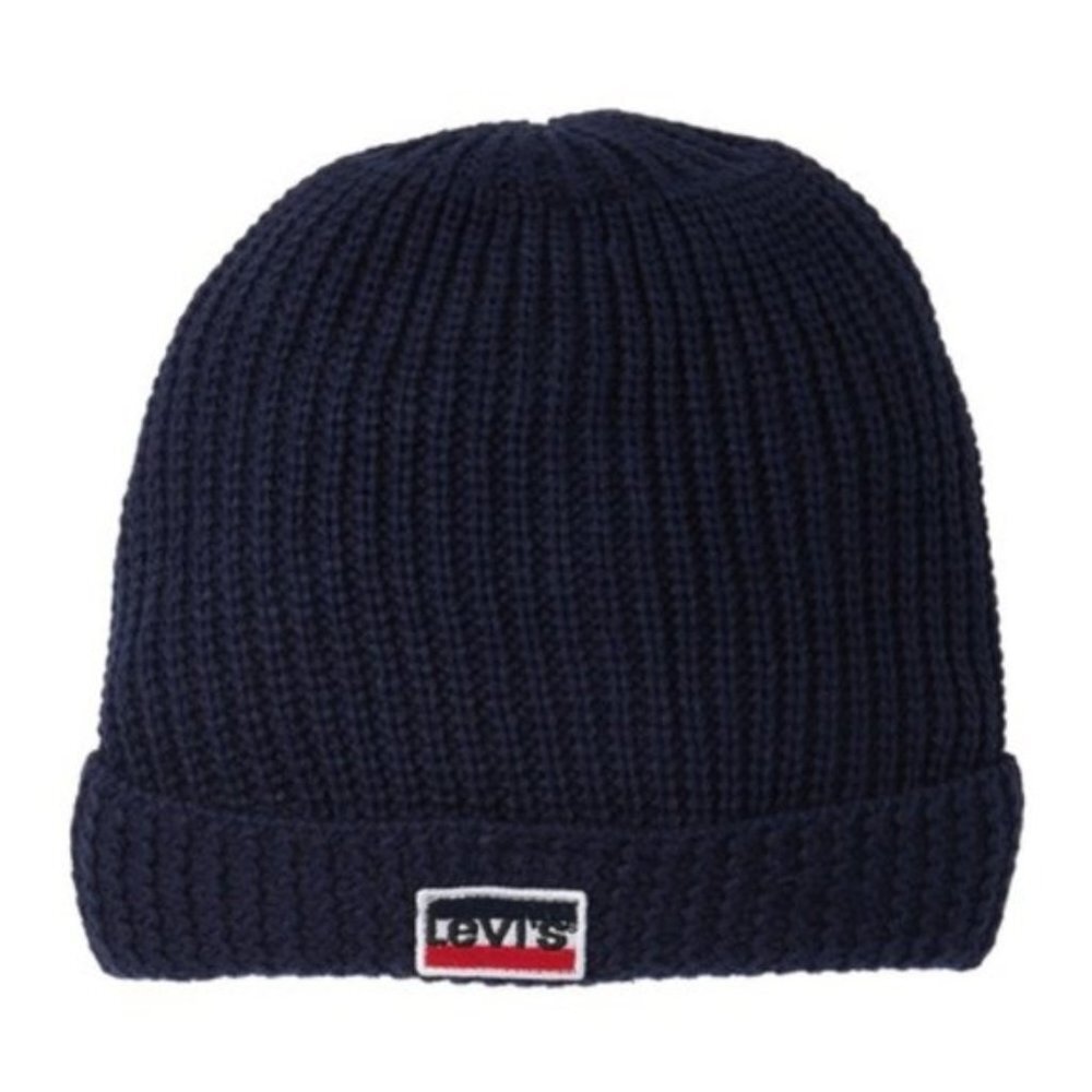 Levi's Cuff Faux Fur Lined Beanie Navy